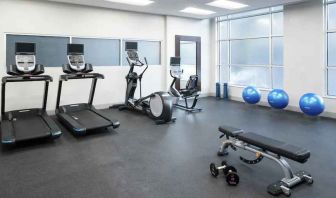 Fitness center with treadmills at the Hampton Inn & Suites Memphis-Beale Street.