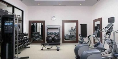 Full equipped fitness center at the Hilton Garden Inn Memphis Downtown.