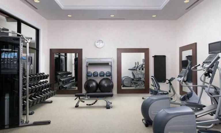 Full equipped fitness center at the Hilton Garden Inn Memphis Downtown.