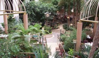 Beautiful outdoor patio with garden at the Embassy Suites by Hilton Birmingham.