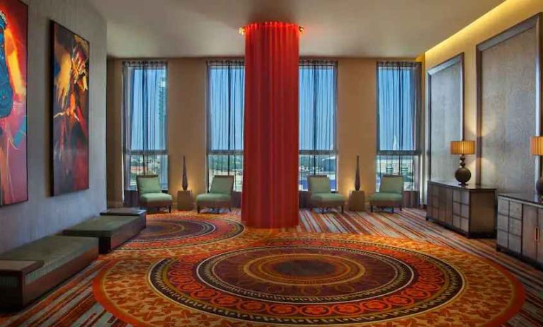 Elegant lobby area perfect as workspace at the Hilton Palacio del Rio.