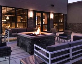 Beautiful outdoor terrace with firepit at the DoubleTree by Hilton Lafayette East.