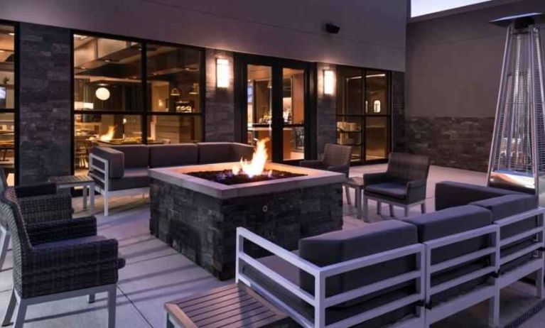 Beautiful outdoor terrace with firepit at the DoubleTree by Hilton Lafayette East.