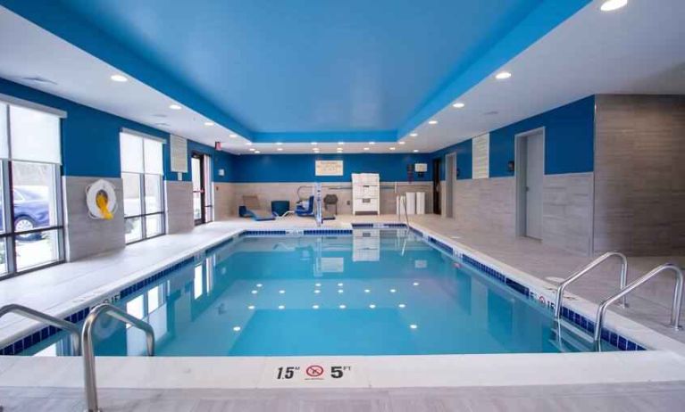 Relaxing indoor swimming pool at the Hampton Inn & Suites North Attleboro.