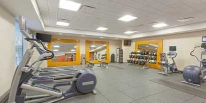 well-equipped fitness center at Hampton Inn Houston Downtown.