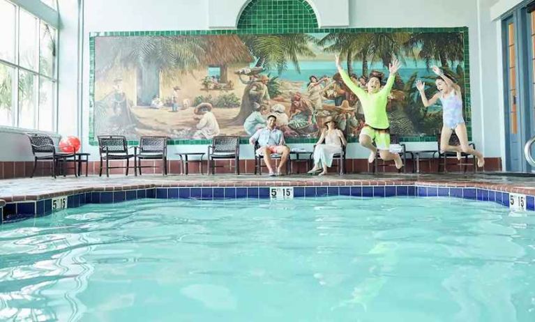 beautiful indoor pool at Embassy Suites by Hilton Los Angeles International Airport South.