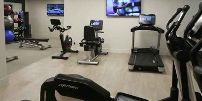 well-equipped fitness center at Embassy Suites by Hilton Los Angeles International Airport South.