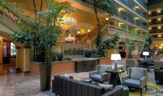 comfortable lobby lounge area ideal for coworking at Embassy Suites by Hilton Los Angeles International Airport South.