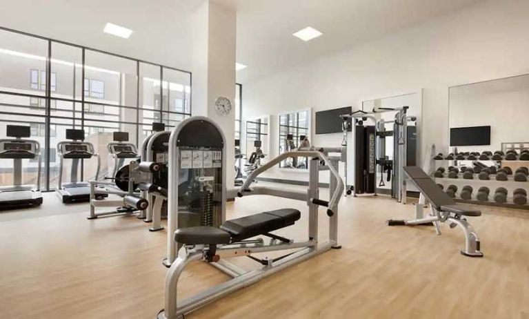 well-equipped fitness center at Embassy Suites by Hilton Boulder.