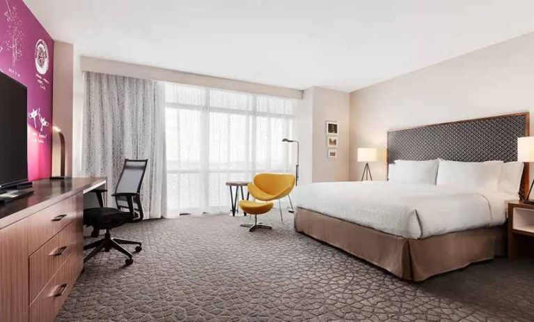 spacious delux king room with TV, work desk and lots of natural light at Hilton Garden Inn Boulder.