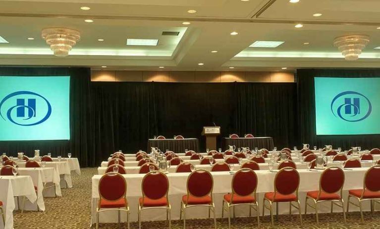 professional and well-equipped conference room at Hilton St. Louis Airport.