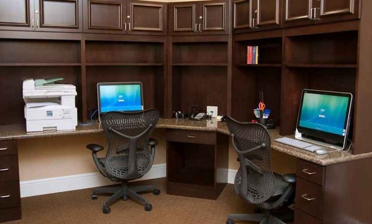 dedicated business center with internet, work desks, and printers ideal for working remotely at Hilton Garden Inn St. Louis Airport.