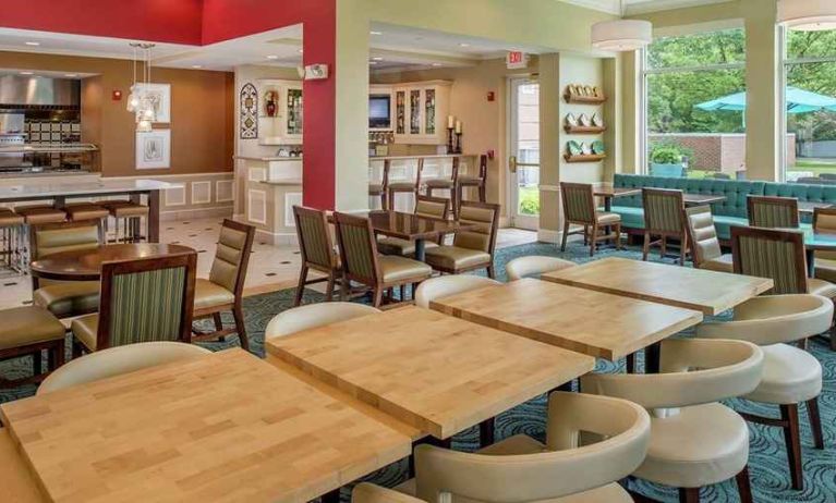 well-lit lobby lounge area ideal for coworking at Hilton Garden Inn St. Louis/O'Fallon MO.