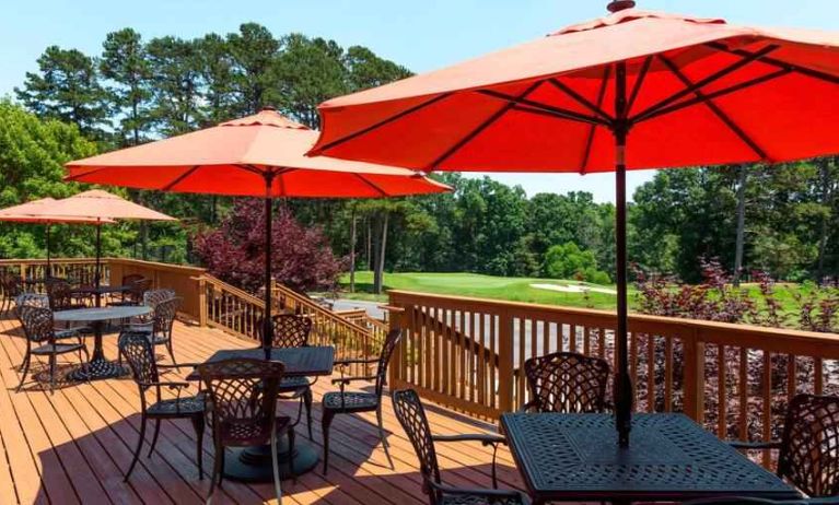 Beautiful deck overlooking the golf club at the Embassy Suites by Hilton Greenville Golf Resort Conference Center