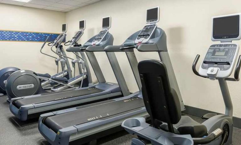 well-equipped fitness center at Hampton Inn Boston/Marlborough.