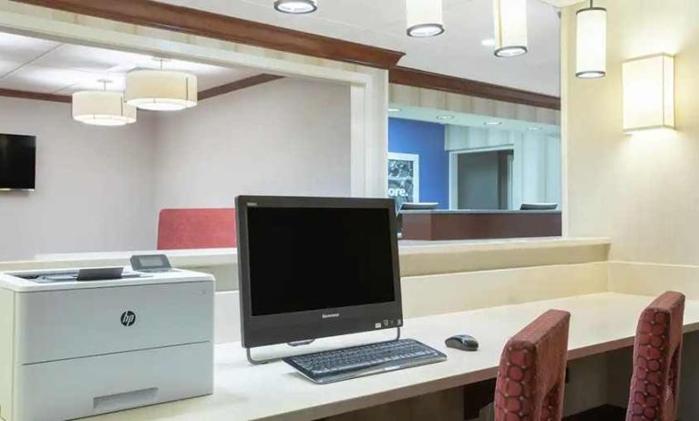 dedicated business center with PC, printer, and work desk ideal for working remotely at Hampton Inn Boston/Marlborough.