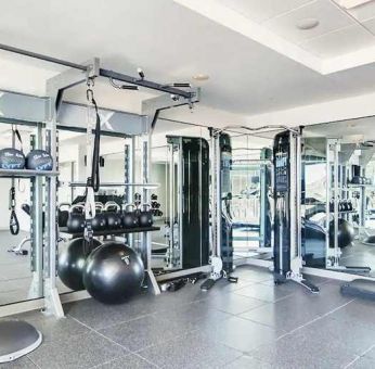 well-equipped fitness center at Hilton Garden Inn Denver Union Station.