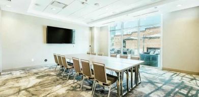 professional meeting room ideal for all boardroom meetings at Hilton Garden Inn Denver Union Station.