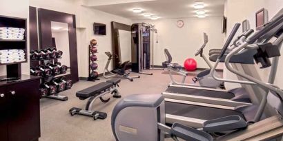 Fitness center at the Hilton Garden Inn Financial Center Manhattan Downtown, NY.