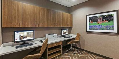 dedicated business center with PC, printer, work desk, and internet at Hampton Inn Bulverde Texas Hill Country.