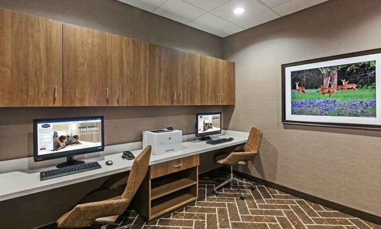 dedicated business center with PC, printer, work desk, and internet at Hampton Inn Bulverde Texas Hill Country.