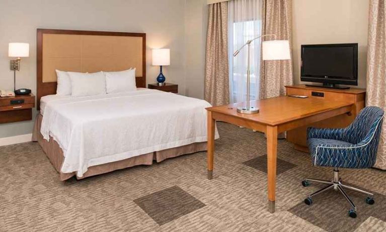 spacious delux king room with work desk ideal for working remotely at Hampton Inn & Suites Schertz.