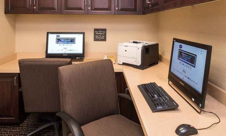 dedicated business center and workspace with PC, printer, and internet connection at Hampton Inn & Suites Schertz.