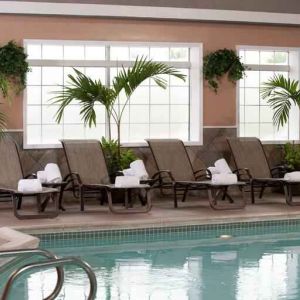 Relaxing indoor pool area at the DoubleTree by Hilton Tulsa-Downtown.