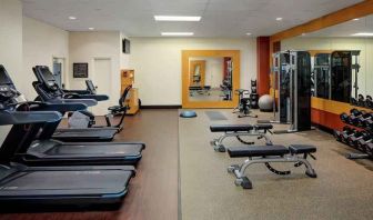 Fully equipped fitness center at the DoubleTree by Hilton Tulsa-Downtown.