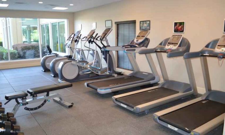 Treadmills at the fitness center of the Hilton Garden Inn Houston Energy Corridor.