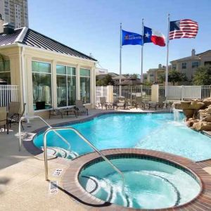 Beautiful outdoor pool area at the Hilton Garden Inn Houston Galleria Area.