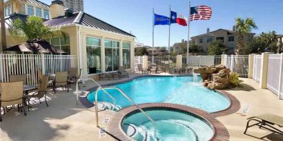 Beautiful outdoor pool area at the Hilton Garden Inn Houston Galleria Area.