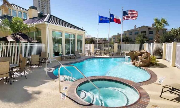 Beautiful outdoor pool area at the Hilton Garden Inn Houston Galleria Area.