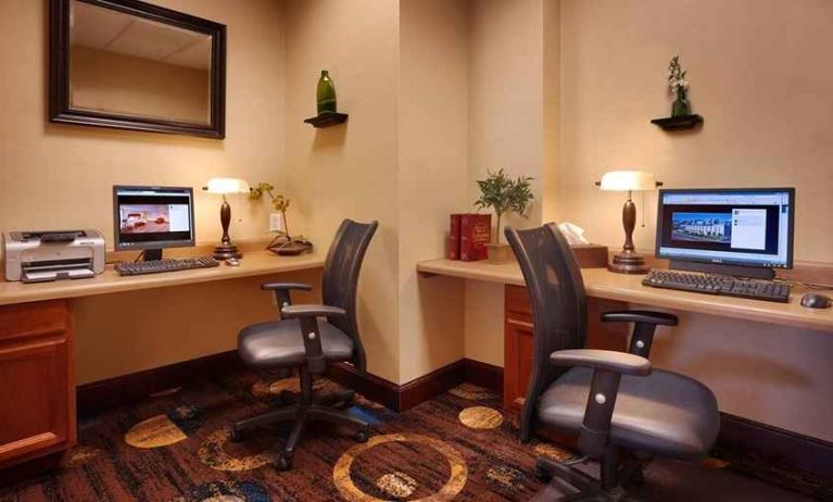 dedicated business center with PCs, printers, and work desks ideal for working remotely at Hampton Inn Salt Lake City-Downtown.