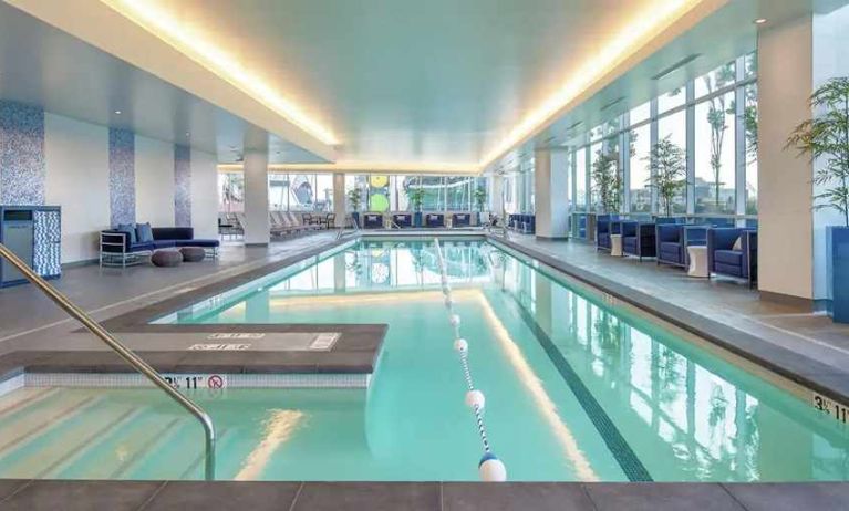 large indoor pool ideal for doing laps at Embassy Suites by Hilton Seattle Downtown Pioneer Square.