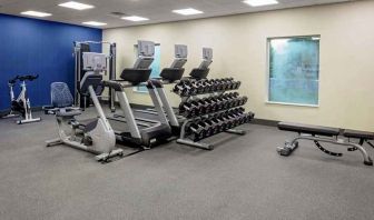 well equppied fitness center at Hampton Inn Cranbury.