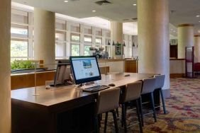 Workstation in a hotel lobby at the DoubleTree by Hilton Tulsa - Warren Place.