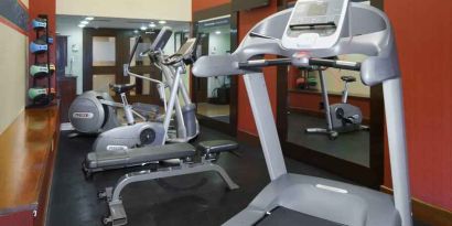 Fitness center with treadmills ans machines at the Hampton Inn & Suites Mexico City - Centro Historico.