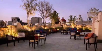 Beautiful outdoor terrace overlooking the historical center at the Hampton Inn & Suites Mexico City - Centro Historico.