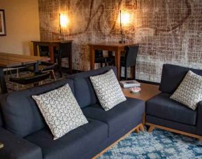 Comfortable hotel lounge perfect for co-working at the DoubleTree by Hilton Wichita Airport.