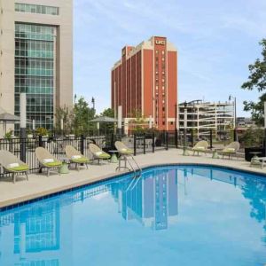 Relaxing outdoor pool area at the Hilton Birmingham at UAB.