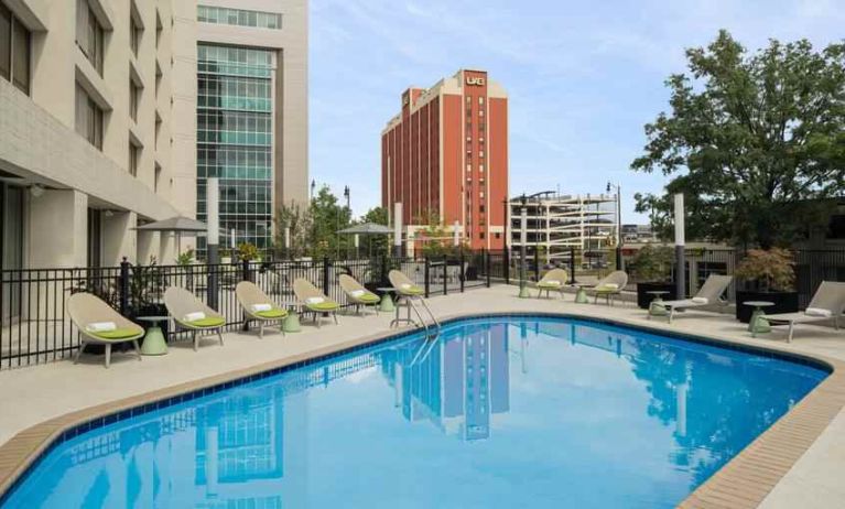 Relaxing outdoor pool area at the Hilton Birmingham at UAB.