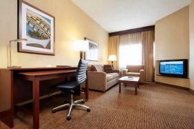 Working station in a hotel room at the DoubleTree Suites by Hilton Cincinnati-Blue Ash.