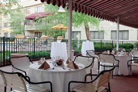 Outdoor patio perfect for co-working at the DoubleTree Suites by Hilton Cincinnati-Blue Ash.