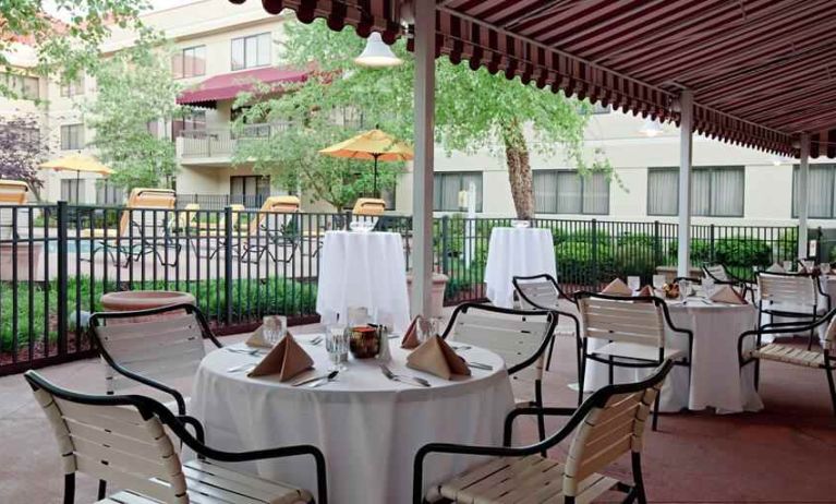 Outdoor patio perfect for co-working at the DoubleTree Suites by Hilton Cincinnati-Blue Ash.