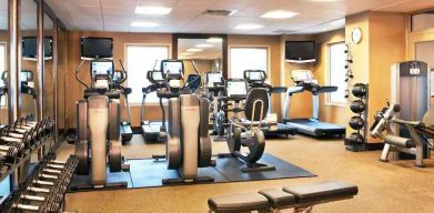 Fully equipped fitness center at the Hilton Philadelphia at Penn's Landing.