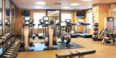 Fully equipped fitness center at the Hilton Philadelphia at Penn's Landing.