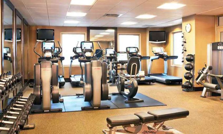 Fully equipped fitness center at the Hilton Philadelphia at Penn's Landing.