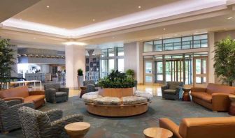 Spacious and comfortable lobby workspace at the Hilton Philadelphia at Penn's Landing.