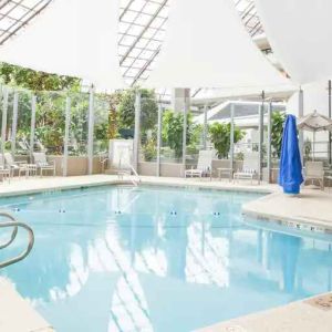 Beautiful and bright indoor pool at the DoubleTree by Hilton Rochester.